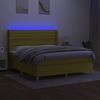 vidaXL Boxspring met matras en LED stof groen 160x200 cm