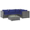 vidaXL 5-delige Loungeset met kussens poly rattan grijs