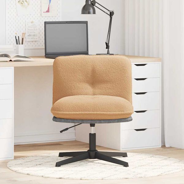 vidaXL Bureaustoel beige gekrulde wolachtige stof