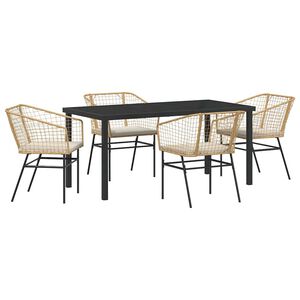 vidaXL Tuin eettafelset 5 pcs Bruin poly rattan