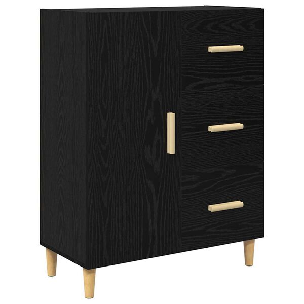 vidaXL Dressoir met lade Zwart eiken 34 x 69.5 x 90 cm Bewerkt hout