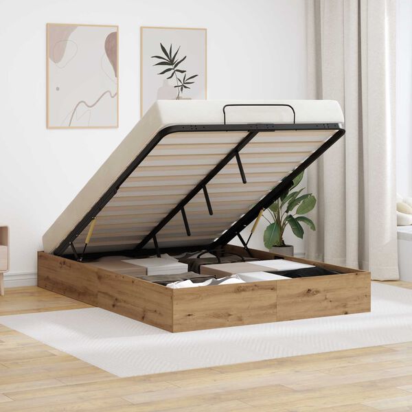 vidaXL Ottoman Bedframe Artisan Eik 140 x 200 cm Geconstrueerd hout