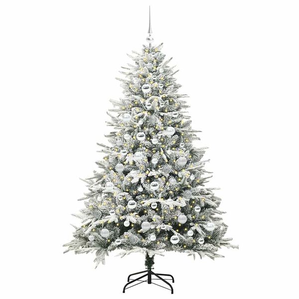 vidaXL Artificial Pre-lit Kerstboom met Ballenset Groen 180 cm