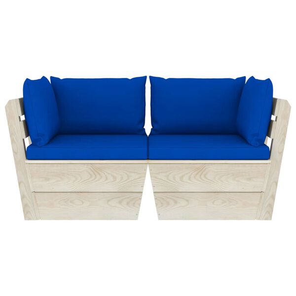 vidaXL Tuinbank 2-zits met kussens pallet vurenhout