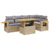 vidaXL 6-delige Loungeset met kussens poly rattan beige