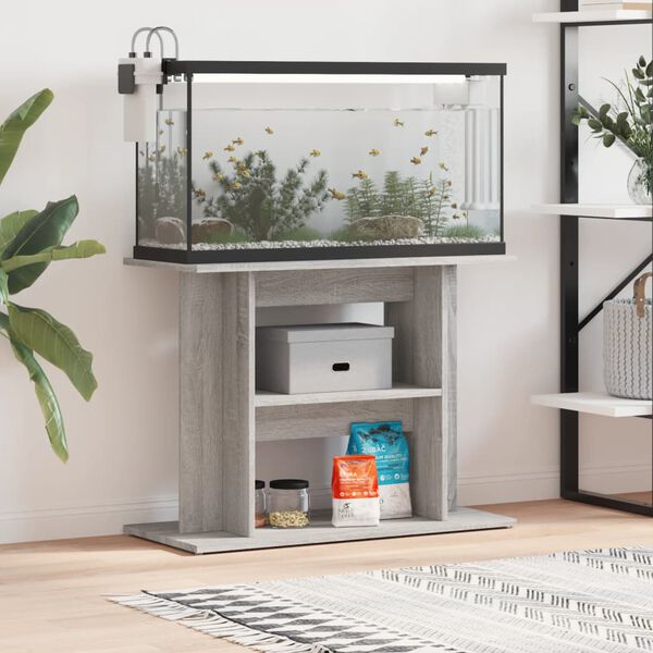vidaXL Aquariumstandaard Sonoma Grijs 80x35x60 cm Bewerkt Hout