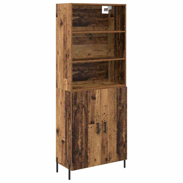 vidaXL Hoge kast Oud Hout 69,5 x 32,5 x 180 cm Bewerkt hout