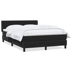 vidaXL Boxspring met matras fluweel zwart 160x210 cm