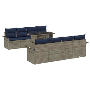vidaXL Tuin Sofa Set 9 st Grijs [Synthetisch]: Poly Rattan
