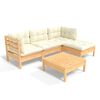 vidaXL 5-delige Loungeset met cr&egrave;mekleurige kussens grenenhout