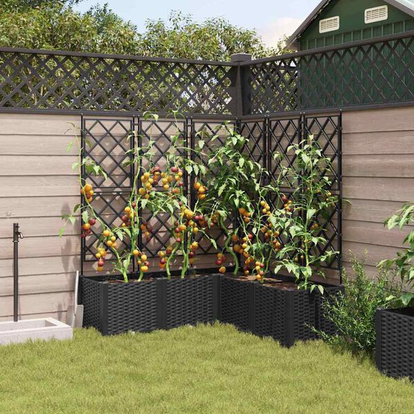 vidaXL Tuin Bloempot 5 pcs Zwart 120 x 120 x 143 cm Staal