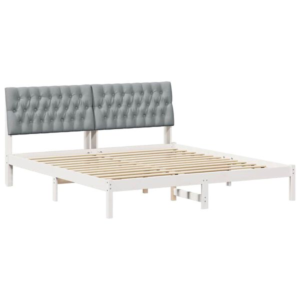 vidaXL Bedframe met Gevoerd Hoofdgedeelte Wit 180 x 200 cm