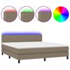 vidaXL Boxspring met matras en LED stof taupe 180x200 cm