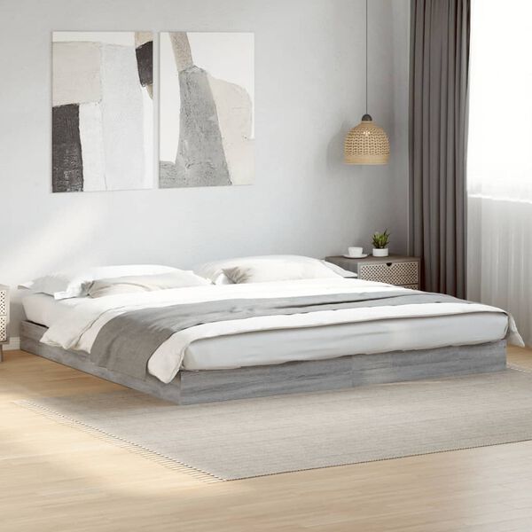vidaXL Bedframe zonder matras 180x200 cm spaanplaat grijs Sonoma