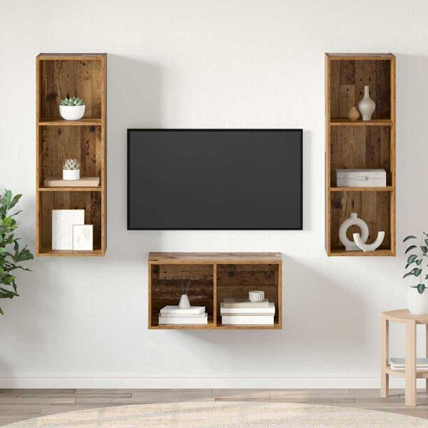 vidaXL Tv-meubelset Oud Hout 37 x 37 x 107 cm Bewerkt hout