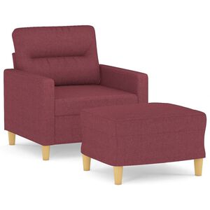 vidaXL Fauteuil met voetenbank 60 cm stof wijnrood