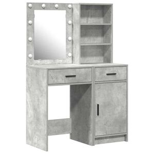 vidaXL Make-up tafel set met LED 2 st Beton Grijs Bewerkt hout
