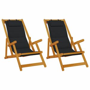 vidaXL Strandstoel 2 st Bruin Massief Acaciahout