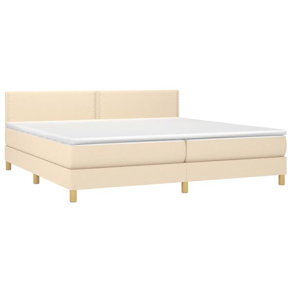 vidaXL Boxspring met matras en LED stof cr&egrave;mekleurig 200x200 cm