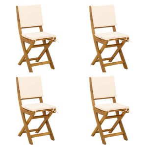 vidaXL Bistrostoelen voor buiten 4 st Cr&egrave;mewit Massief Acaciahout