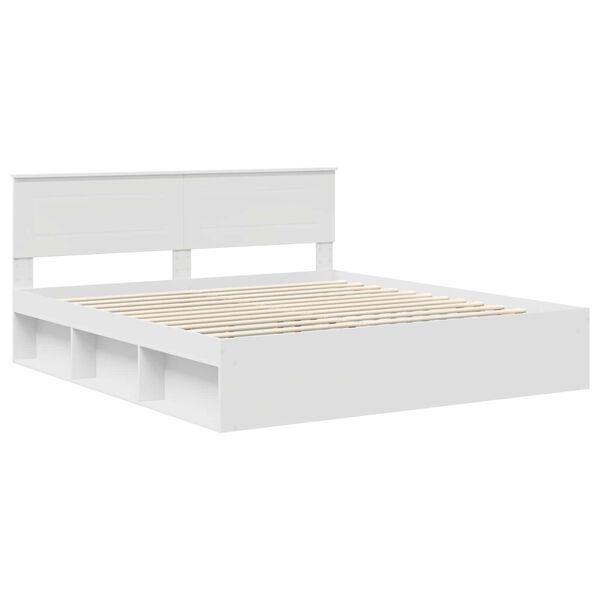 vidaXL Bedframe met hoofdeinde Wit 200 x 200 cm Bewerkt hout