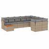 vidaXL 10-delige Loungeset met kussens poly rattan beige