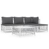 vidaXL 5-delige Loungeset met kussens staal wit