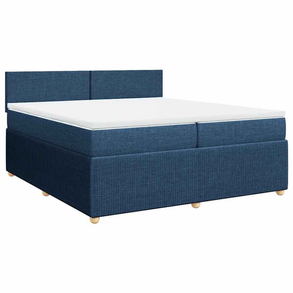 vidaXL Boxspring met matras stof blauw 200x200 cm
