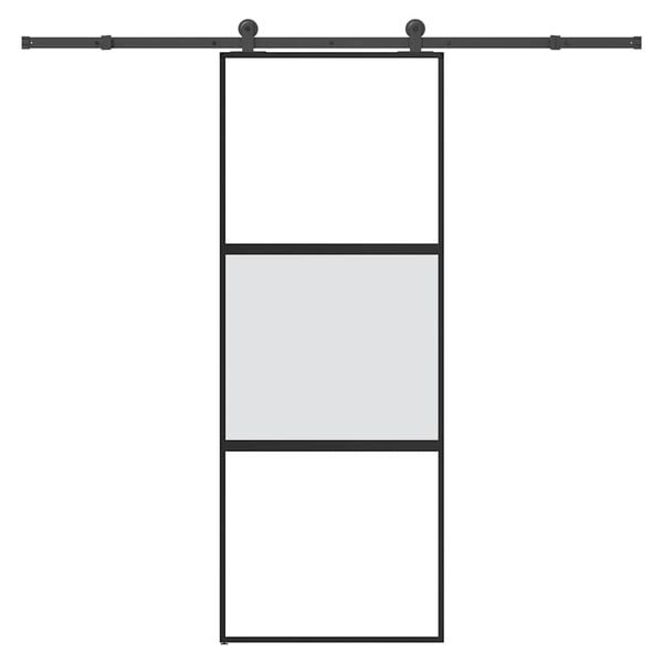 vidaXL Schuifdeur met beslag 76x205 cm gehard glas en aluminium
