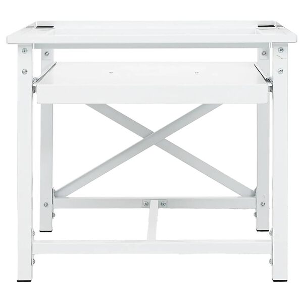 vidaXL Wasmachineverhoger met uittrekbaar schap wit