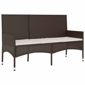 vidaXL Tuinbank 3-zits met kussens poly rattan bruin