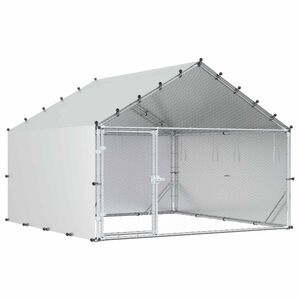 vidaXL Kippenhok met dak Zilverkleurig 200 x 200 x 150 cm