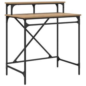 vidaXL Bureau Artisan Eiken 80 x 50 x 90 cm Bewerkt hout