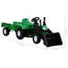 vidaXL Traptractor met aanhanger en graver groen en zwart