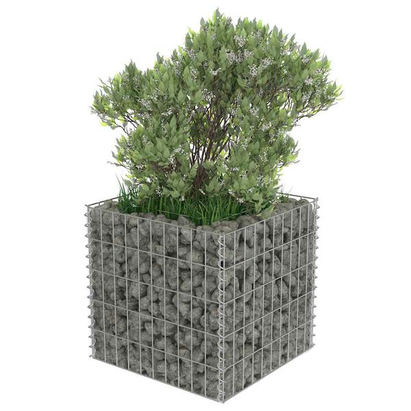 vidaXL Gabion plantenbak verhoogd 50x50x50 cm gegalvaniseerd staal
