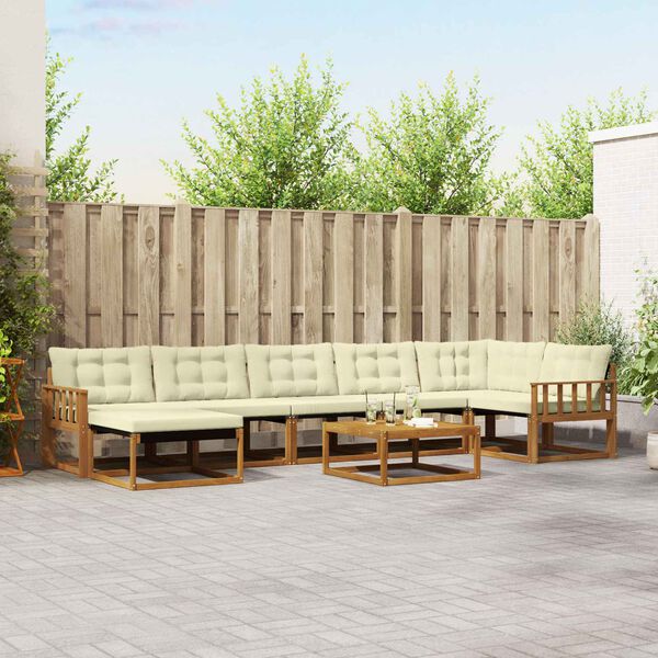 vidaXL Buiten bankenset 22 pcs Natuurlijk en Cr&egrave;me Massief Acaciahout