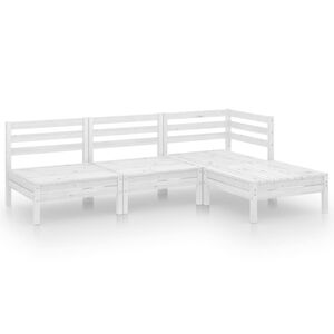 vidaXL 4-delige Loungeset massief grenenhout wit