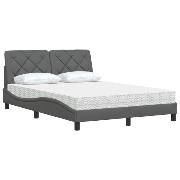 vidaXL Bed met matras stof donkergrijs 140x200 cm