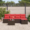 vidaXL Bankstel met kussen met opslag 6 pcs Bruin en Rood poly rattan