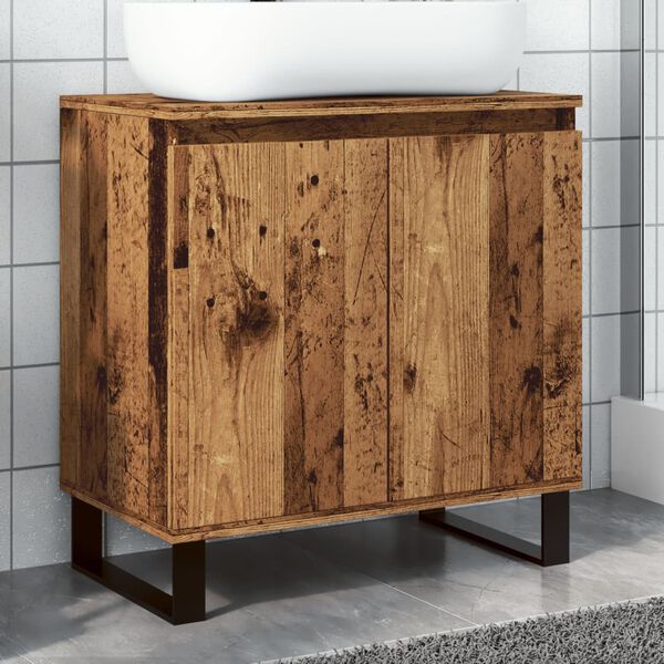 vidaXL Badkamerkast 58x33x60 cm bewerkt hout oud houtkleurig