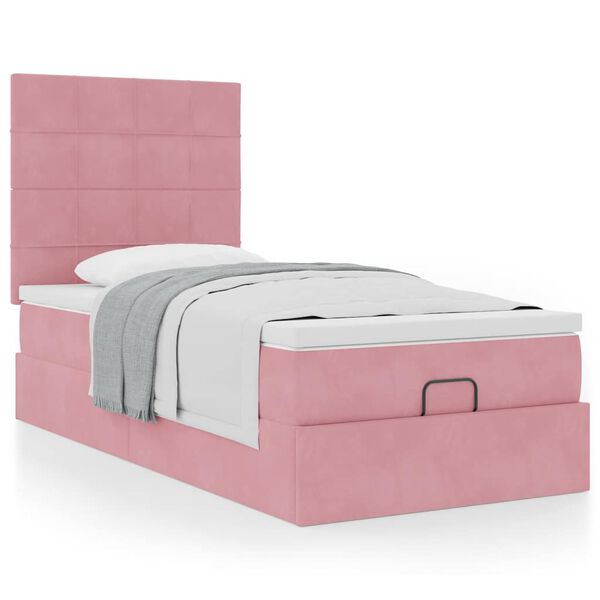 vidaXL Ottoman bed met matrassen 80x200cm fluweel roze