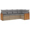 vidaXL 5-delige Loungeset met kussens poly rattan beige