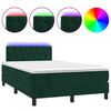 vidaXL Boxspring met matras en LED fluweel donkergroen 120x190 cm
