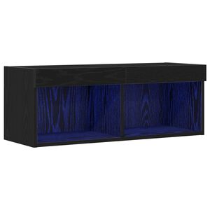 vidaXL Tv-meubelset met LED Zwart Eiken 80 x 30 x 30 cm Bewerkt hout