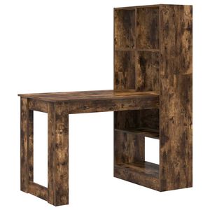 vidaXL Bureau Gerookt eiken Bewerkt hout 122 x 67 x 145 cm