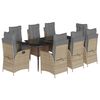 vidaXL 9-delige Tuinset met kussens poly rattan beige