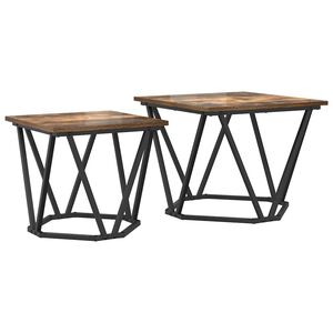 vidaXL Bijzettafelset 2 pcs Gerookt eiken Engineered hout en staal