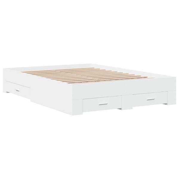 vidaXL Bedframe met lades bewerkt hout wit 120x200 cm