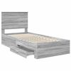 vidaXL Bedframe Grijs Sonoma en Zilver 75 x 190 cm Bewerkt hout