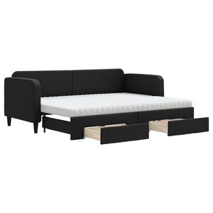 vidaXL Slaapbank met onderschuifbed en lades 80x200 cm stof zwart